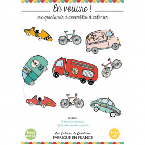 Guirlande : voitures à colorier made in France