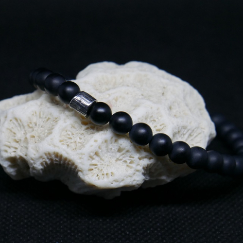 Bracelet Perles Naturelles - Onyx Matte fabriqué en france