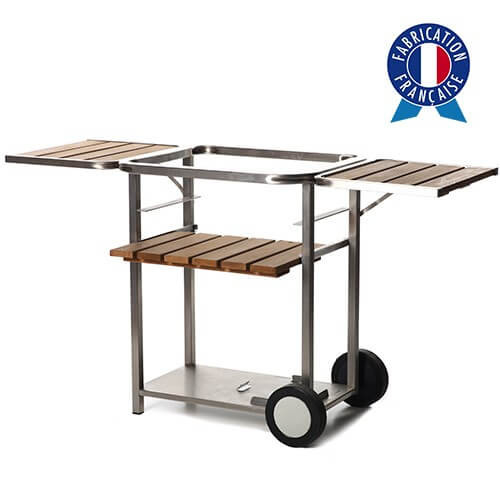 Chariot plancha bois et inox taille 2 feux made in France