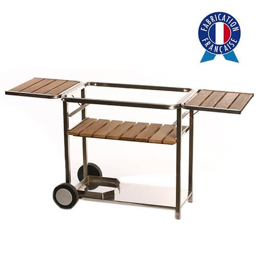 Chariot plancha bois et inox taille 3 feux made in France