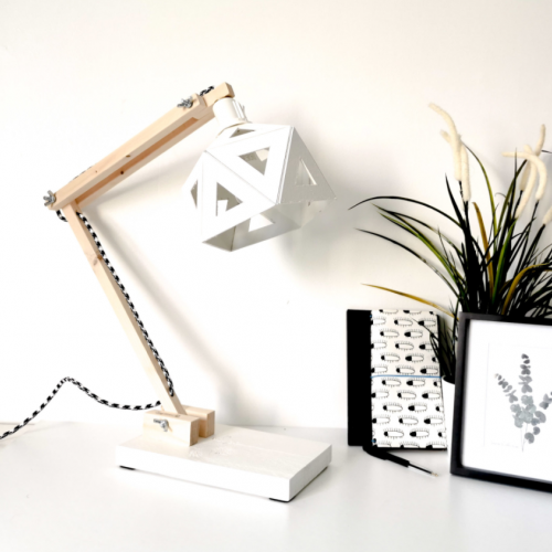 Lampe de bureau origami blanche fabriqué en france