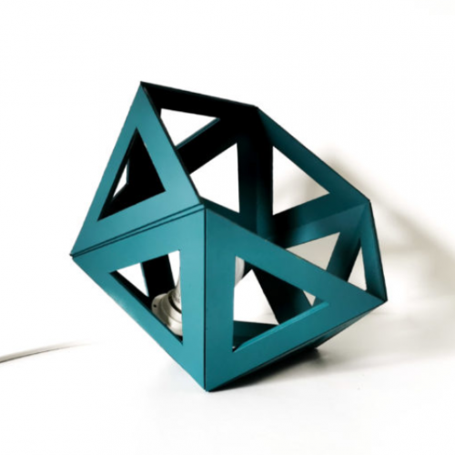 Lampe origami bleu canard