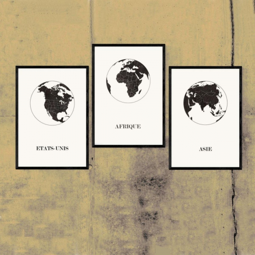 Cartes du monde triptyque - ciyoo