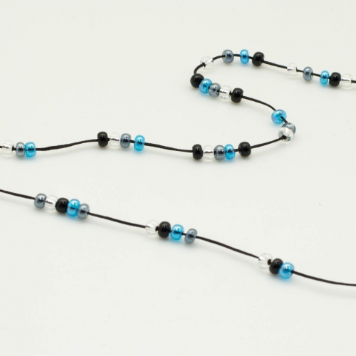 Cordon de lunettes avec perles de couleur bleu fabriqué en france