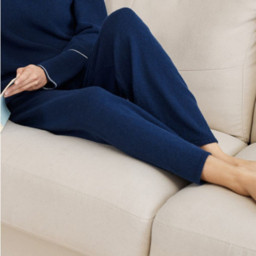 Pantalon en laine bleu fabriqué en france